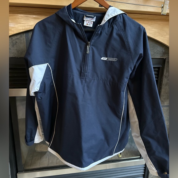 Women’s Reebok Pulloverr Jacket Navy & White Size Medium EUC - Picture 1 of 6